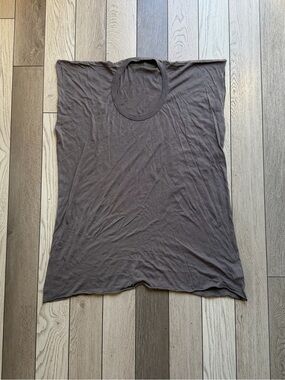 Enza Costa Simple Gray Scoop Neck Tunic Top L